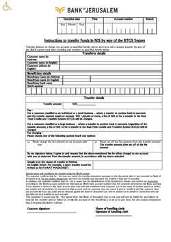  - transfer funds in NIS by the RTGS System